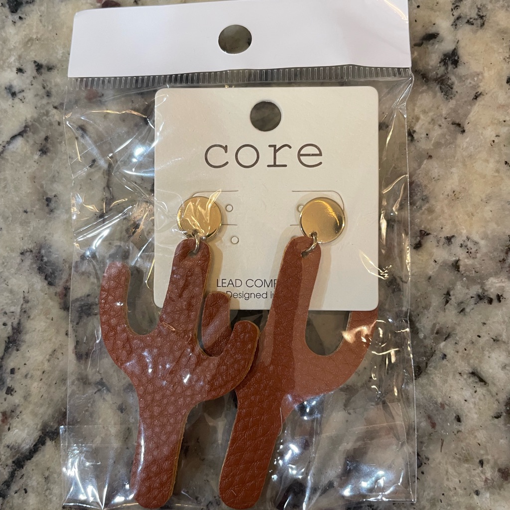 Brown Cactus Earrings